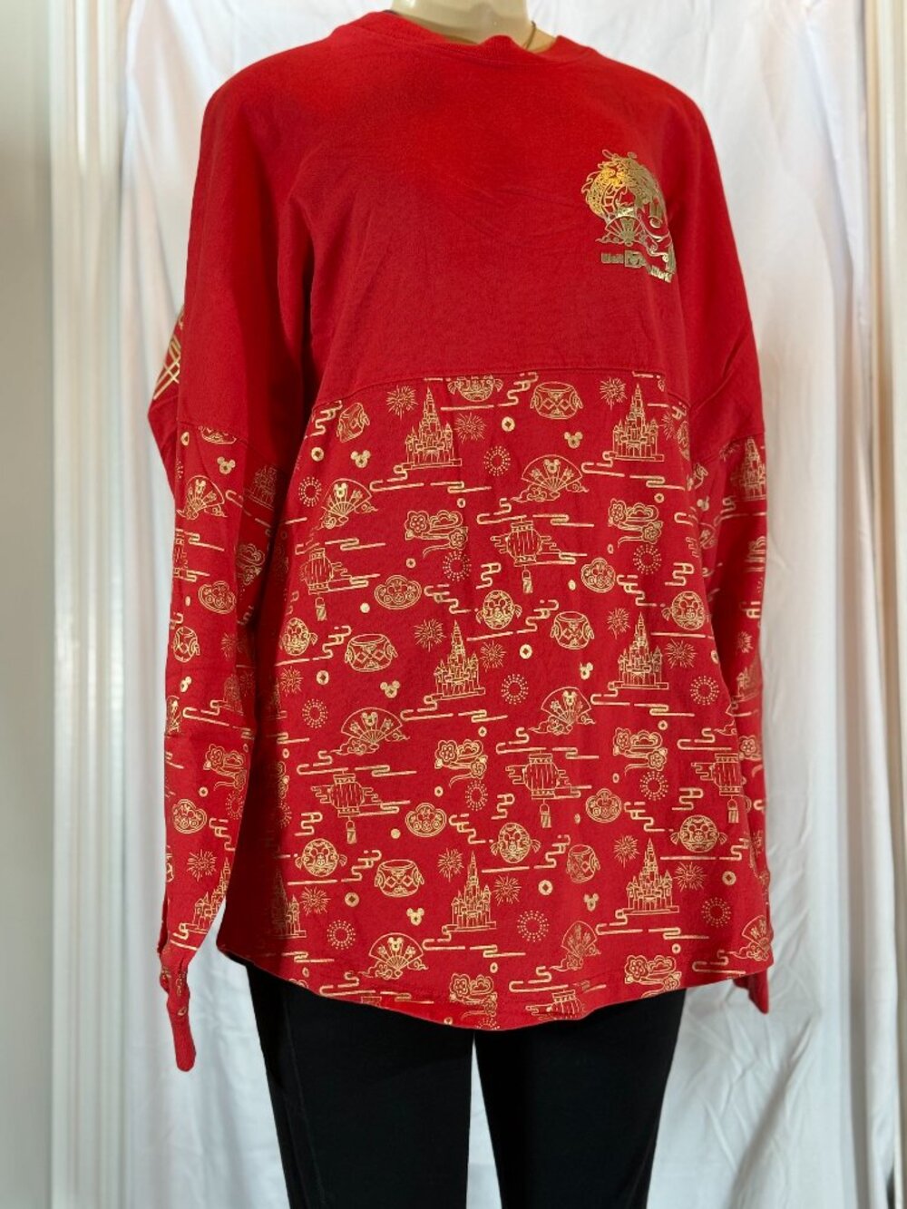 Disney Chinese New Year 2020 Red and Gold Spirit Jersey Size L Like new!